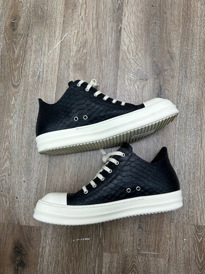 Preowned Rick Owens Ramone Black Milk Snakeskin Low sz.45 (NO BOX)
