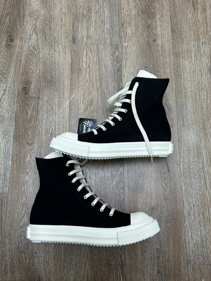 New Rick Owens DRKSHDW Ramone Hi Black Canvas sz.43