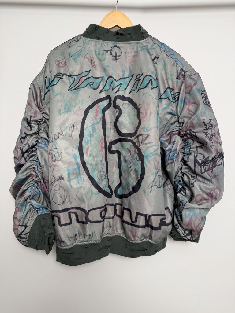 Preowned Mowalola Graffitti Olive Bomber Size L