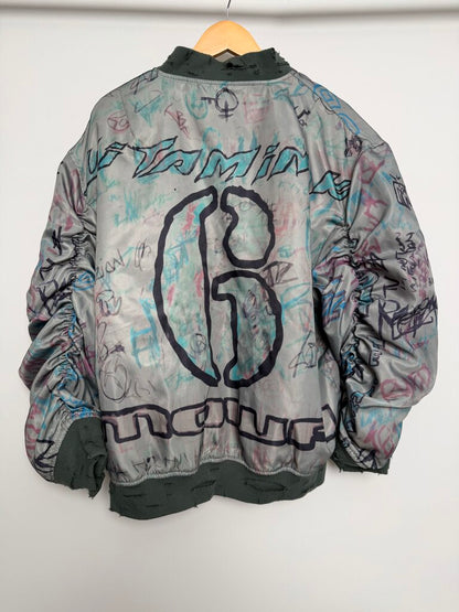 Preowned Mowalola Graffitti Olive Bomber Size L