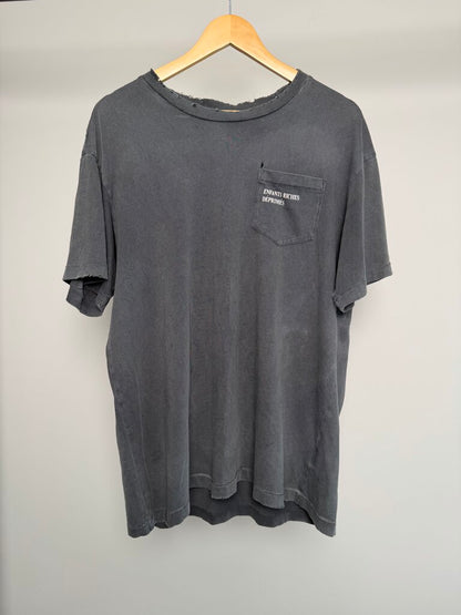 Preowned ERD Spellout Black Distressed Pocket Tee size L