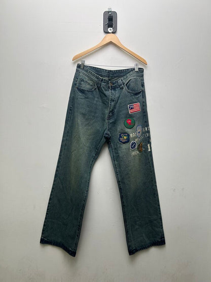 Preowned 74iswar Lightwash patch Denim Size 32/32