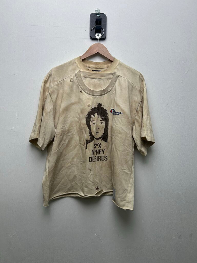 New Bottega Desires Double Layer Sex Money Cream Tee sz.S