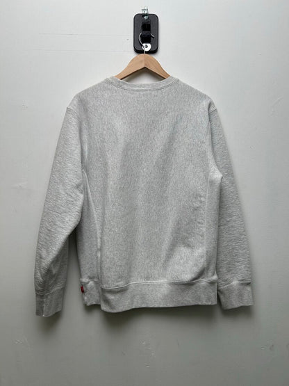 Preowned Supreme Grey Red Box Logo Crewneck Sz.Medium