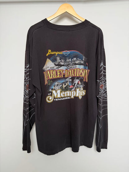 2004 Harley Davidson Memphis Spider Print Black L/S size XL/2XL