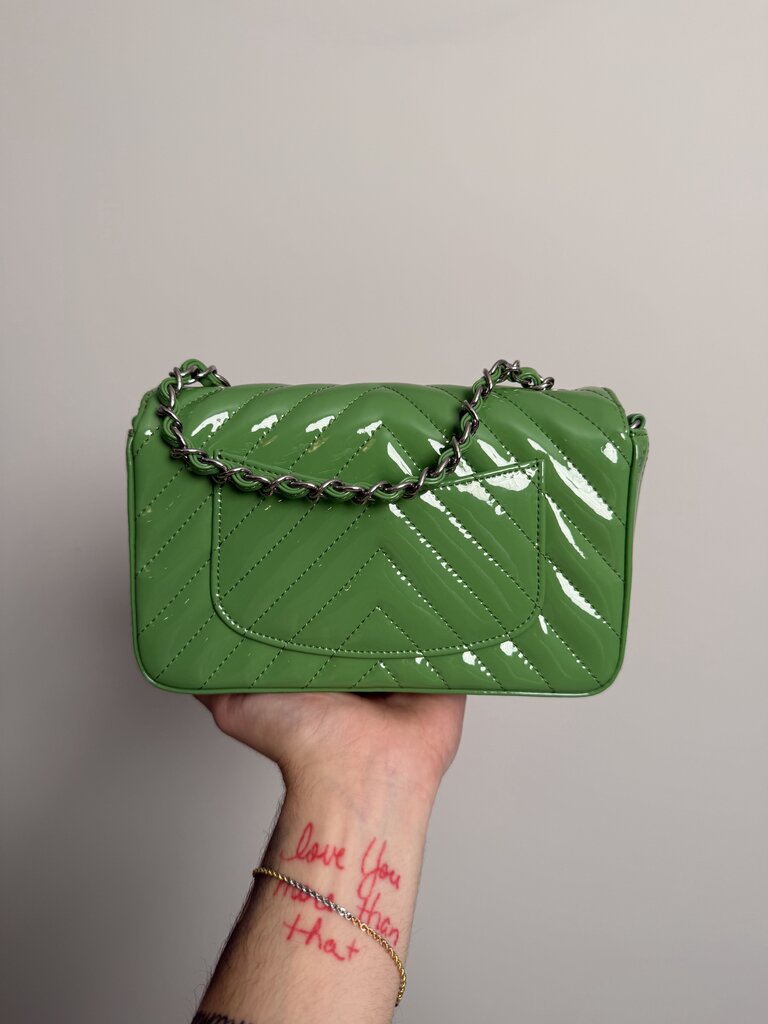 New Chanel Mini Rectangular Patent Single Flap Purse