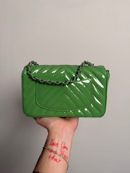 New Chanel Mini Rectangular Patent Single Flap Purse