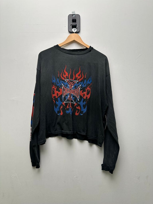 New HMDD West Coast Choppers Red Blue Distressed Longsleeve sz.M