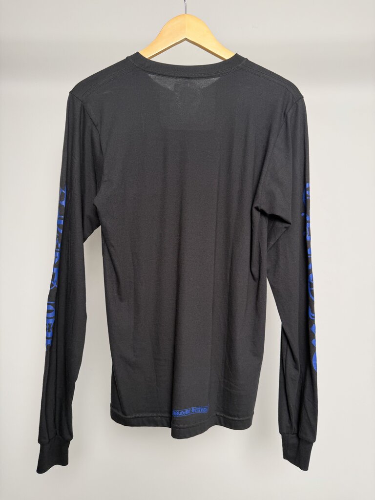 New Chrome Heart Collar Logo Spell Out Black Blue L/S size S