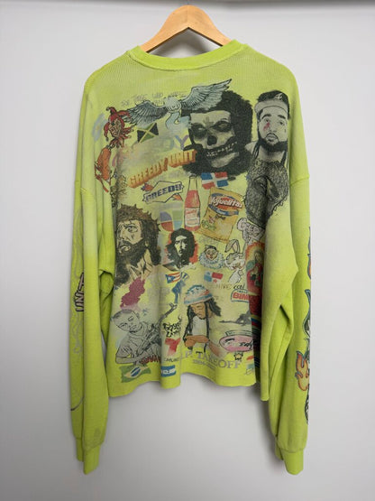 New Greedy Unit All Over Print Lime Green Thermal size XL