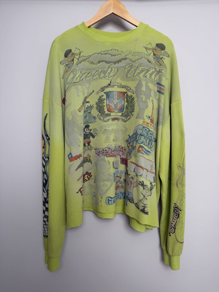 New Greedy Unit All Over Print Lime Green Thermal size XL