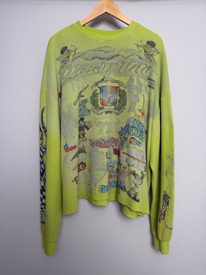 New Greedy Unit All Over Print Lime Green Thermal size XL