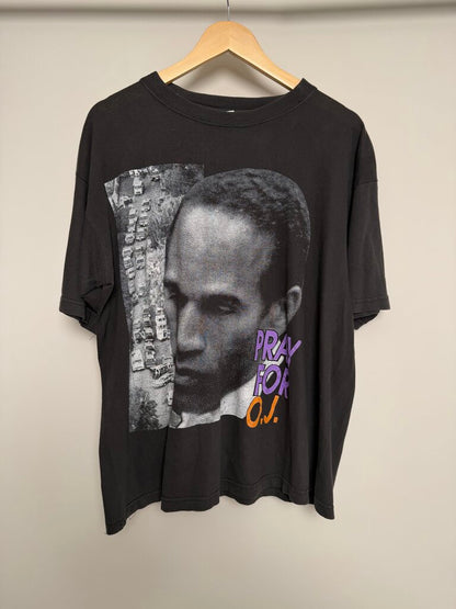 90s Pray or OJ Simpson Black Purple Orange Rap Tee size L