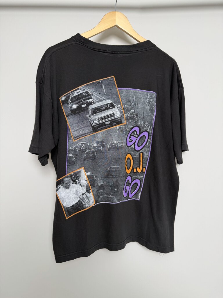 90s Pray or OJ Simpson Black Purple Orange Rap Tee size L