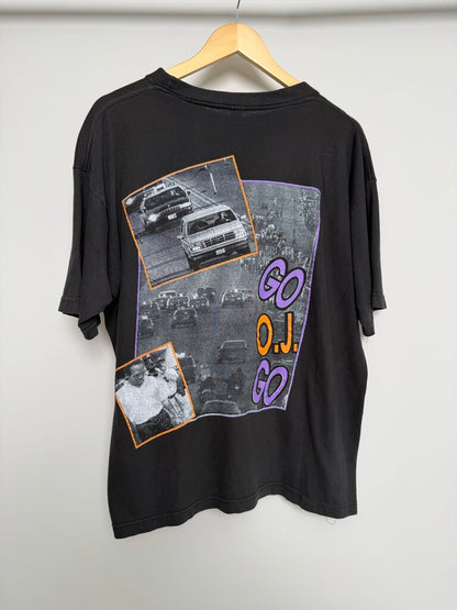 90s Pray or OJ Simpson Black Purple Orange Rap Tee size L