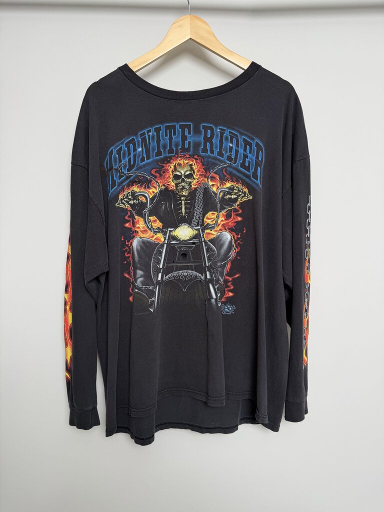 2000s Midnight Rider Flame Chain Black L/S size 2XL