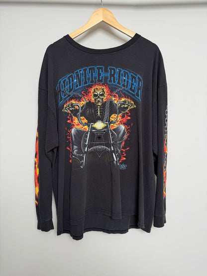 2000s Midnight Rider Flame Chain Black L/S size 2XL