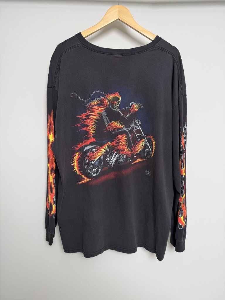 2000s Midnight Rider Flame Chain Black L/S size 2XL