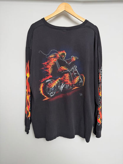 2000s Midnight Rider Flame Chain Black L/S size 2XL