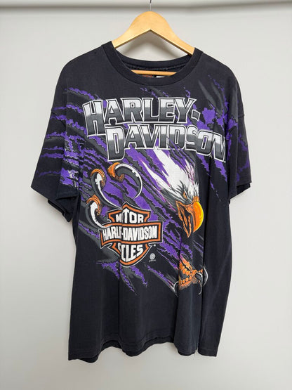 1996 Harley Davidson Purple Claw Eagle Black Tee size XL