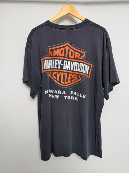 1996 Harley Davidson Purple Claw Eagle Black Tee size XL