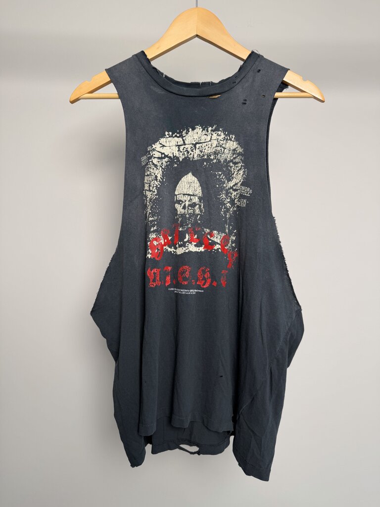 New Paly Thriller Night Grey Cream Distressed Cutoff sz. S