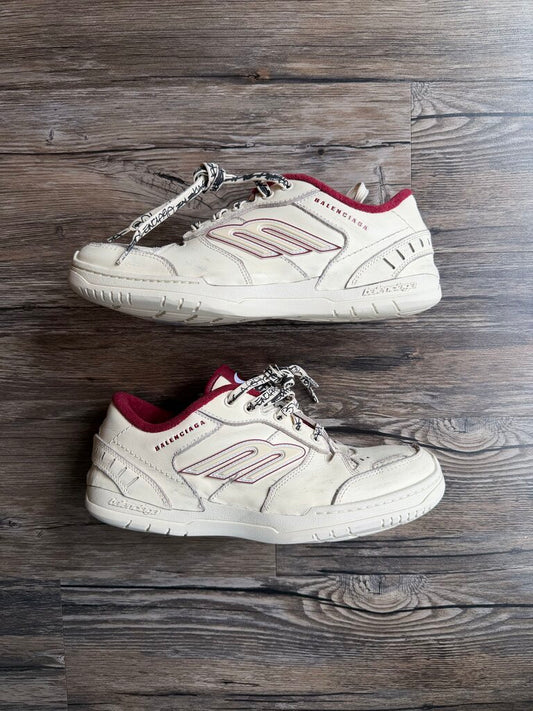 New Balenciaga Hamptons Cream/Maroon Sneaker Sz. 42