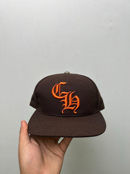 Preowned Chrome Hearts CH Brown Orange Hat