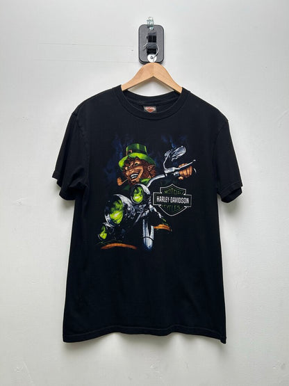2010 Harley Davidson Leprechaun Black Green Tee Size Large