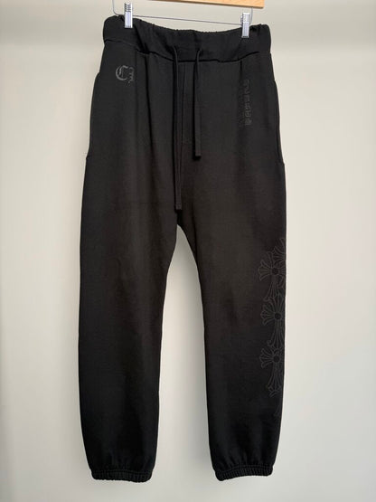 Preowned Chrome Hearts Vertical Logo Blk/Blk Sweatpants size XS