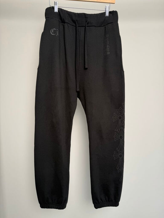 Preowned Chrome Hearts Vertical Logo Blk/Blk Sweatpants size XS