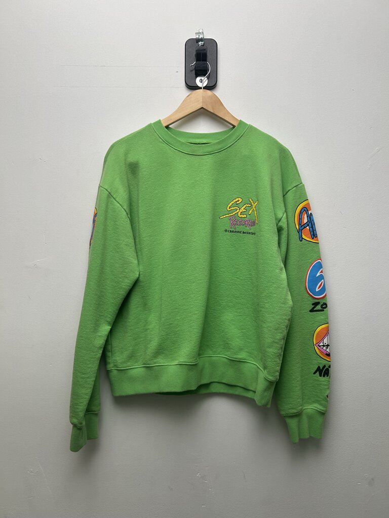 Preowned Chrome Hearts Neon Green Sex Records Crewneck sz.L