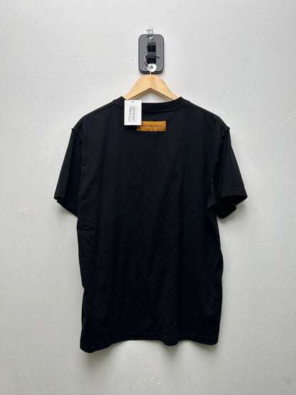 Preowned Louis Vuitton Black Chest Logo Black Tee Size Large