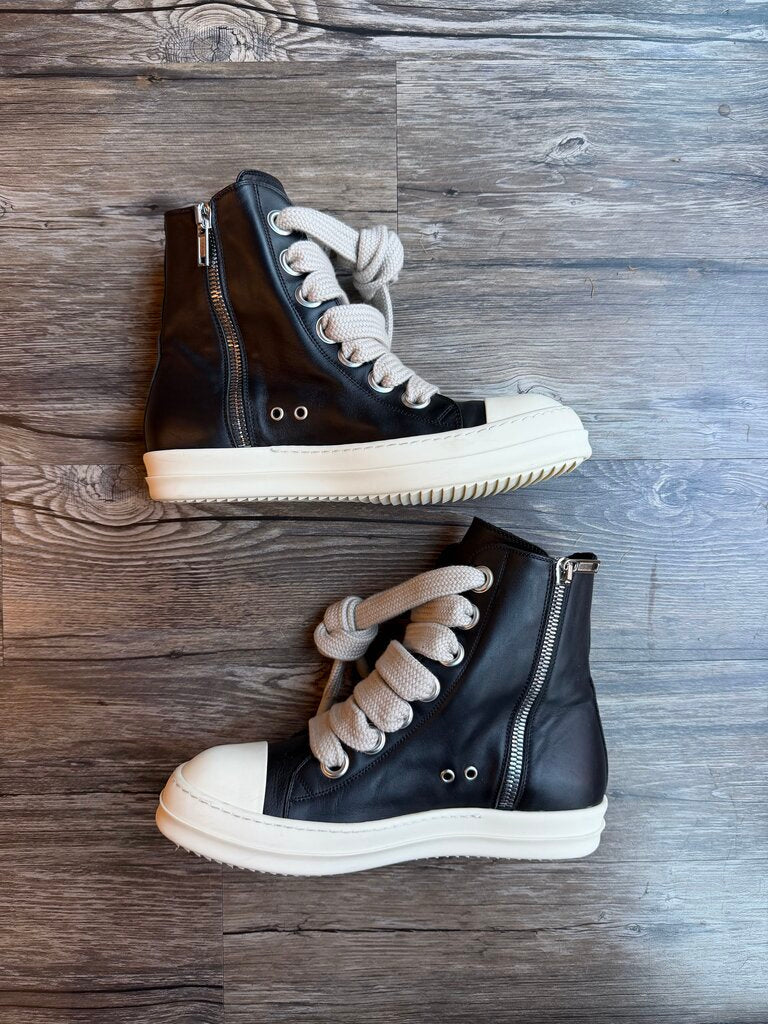 Preowned Rick Owens Ramone Jumbo Lace Black White size 43