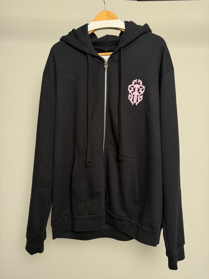 Preowned Chrome Heart Deadly Doll Pink Dagger Zip Up size L