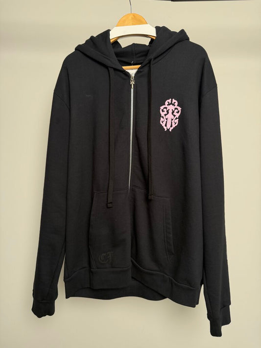 Preowned Chrome Heart Deadly Doll Pink Dagger Zip Up size L