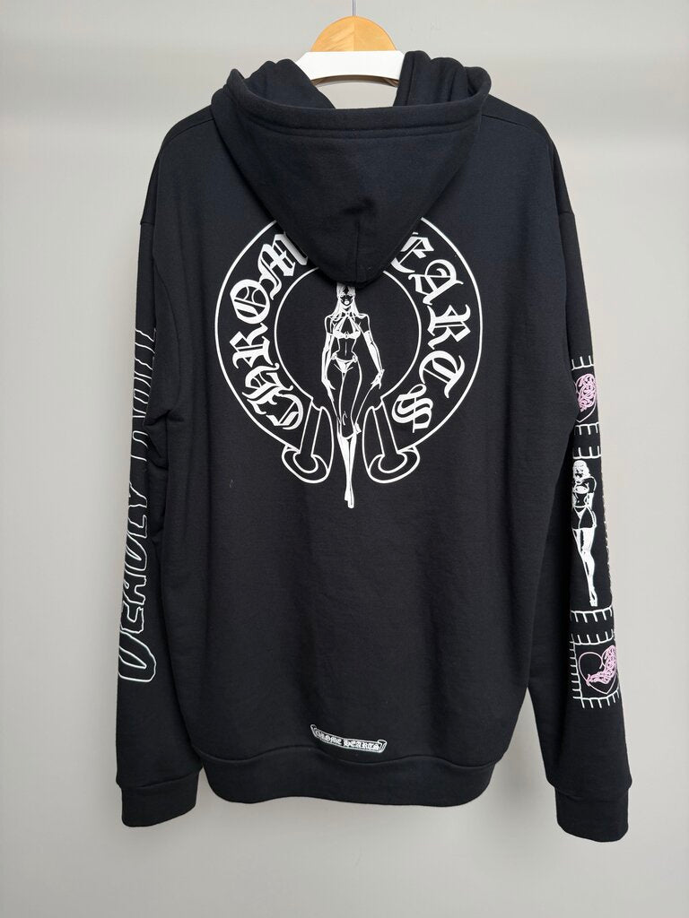 Preowned Chrome Heart Deadly Doll Pink Dagger Zip Up size L