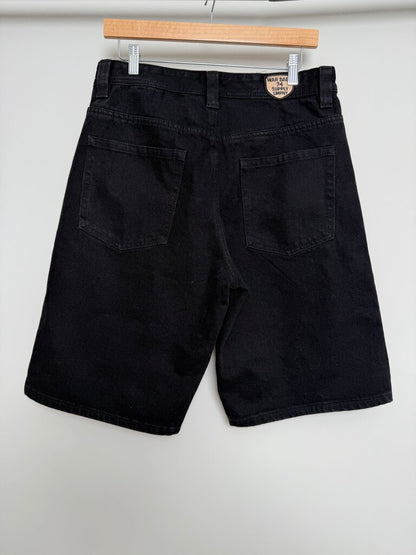 New 74iswar Black Patch Denim Shorts size 30