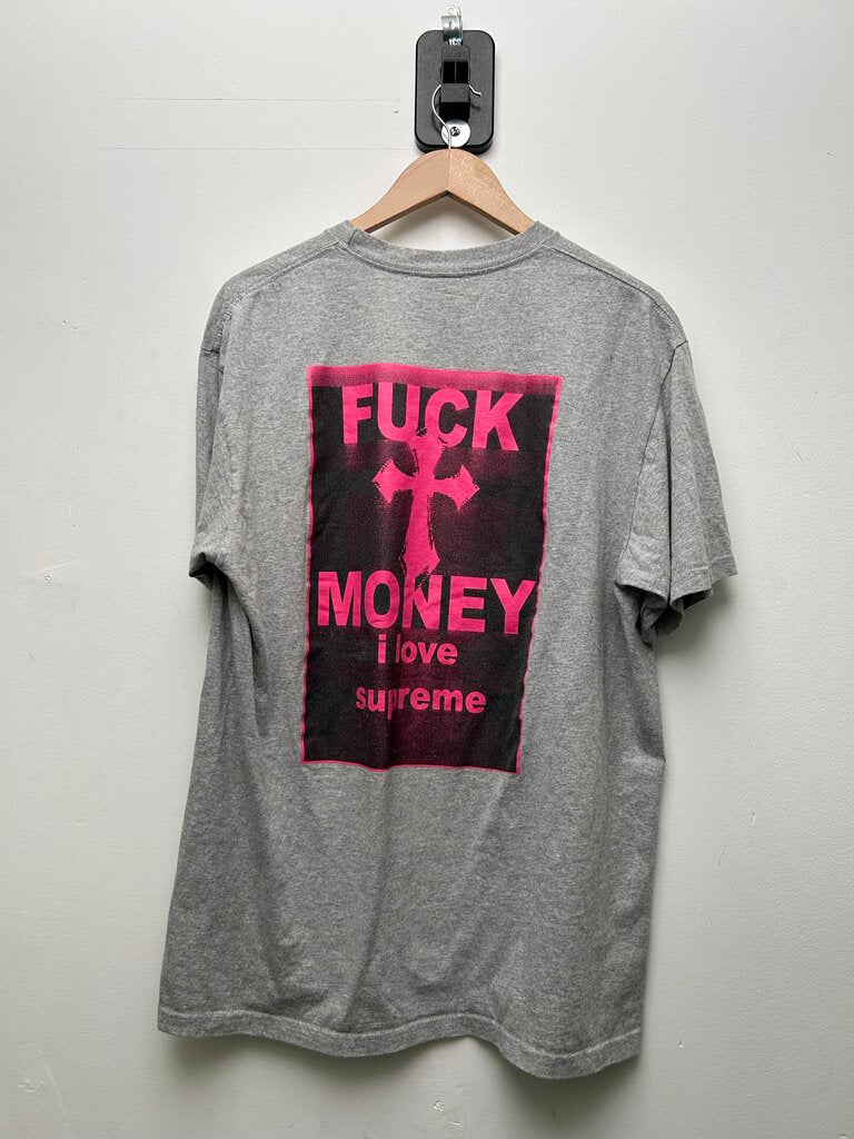 New Supreme Grey Pink Fuck Money Tee sz.L