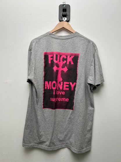 New Supreme Grey Pink Fuck Money Tee sz.L