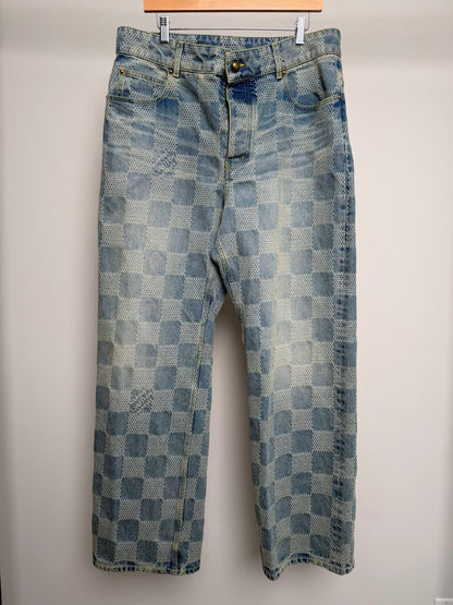 Preowned Louis Vuitton Lightwash Pharrell Damier Skate Denim size 36