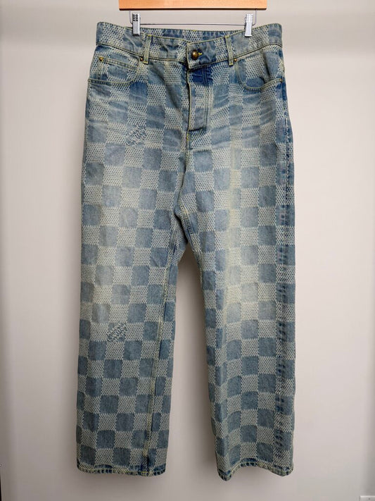 Preowned Louis Vuitton Lightwash Pharrell Damier Skate Denim size 36
