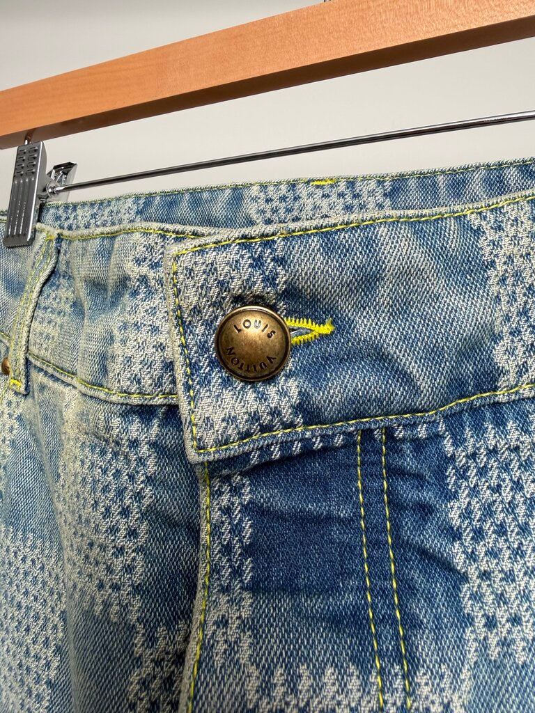 Preowned Louis Vuitton Lightwash Pharrell Damier Skate Denim size 36