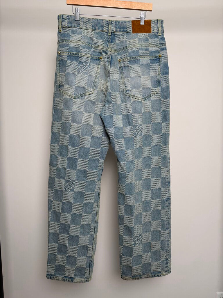 Preowned Louis Vuitton Lightwash Pharrell Damier Skate Denim size 36
