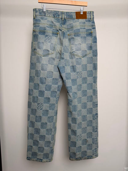 Preowned Louis Vuitton Lightwash Pharrell Damier Skate Denim size 36