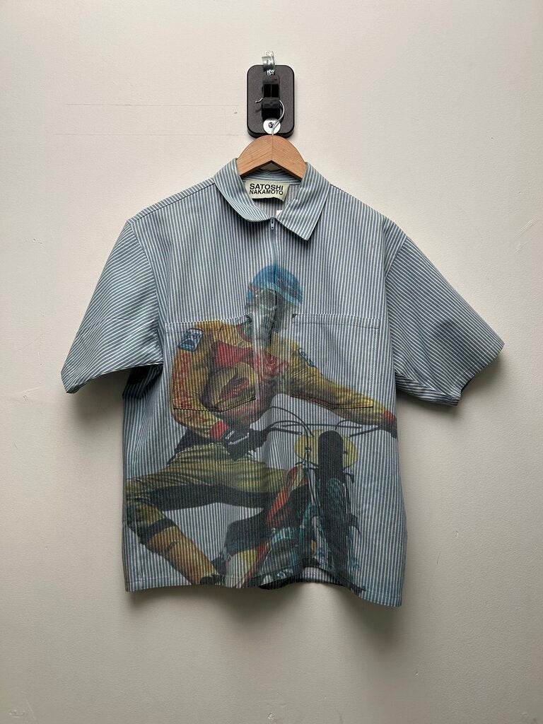 Preowned Satoshi Pinstripe Quarter Zip Size Small