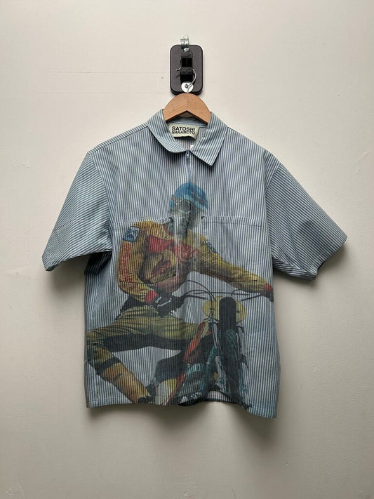 Preowned Satoshi Pinstripe Quarter Zip Size Small