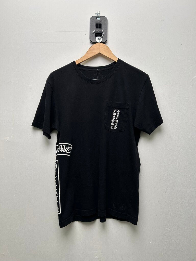 Preowned Chrome Hearts Black Vertical Logo Pocket Tee Size Medium