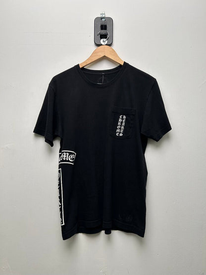 Preowned Chrome Hearts Black Vertical Logo Pocket Tee Size Medium