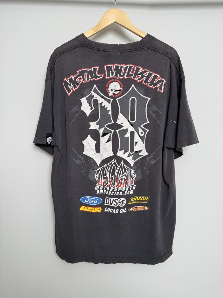 90s Metal Mulish Rockstar Distressed Black Tee size XL